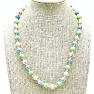 Pastel Howlite Necklace Silver Tone Beach Coastal Islands Ocean Sea Tropics